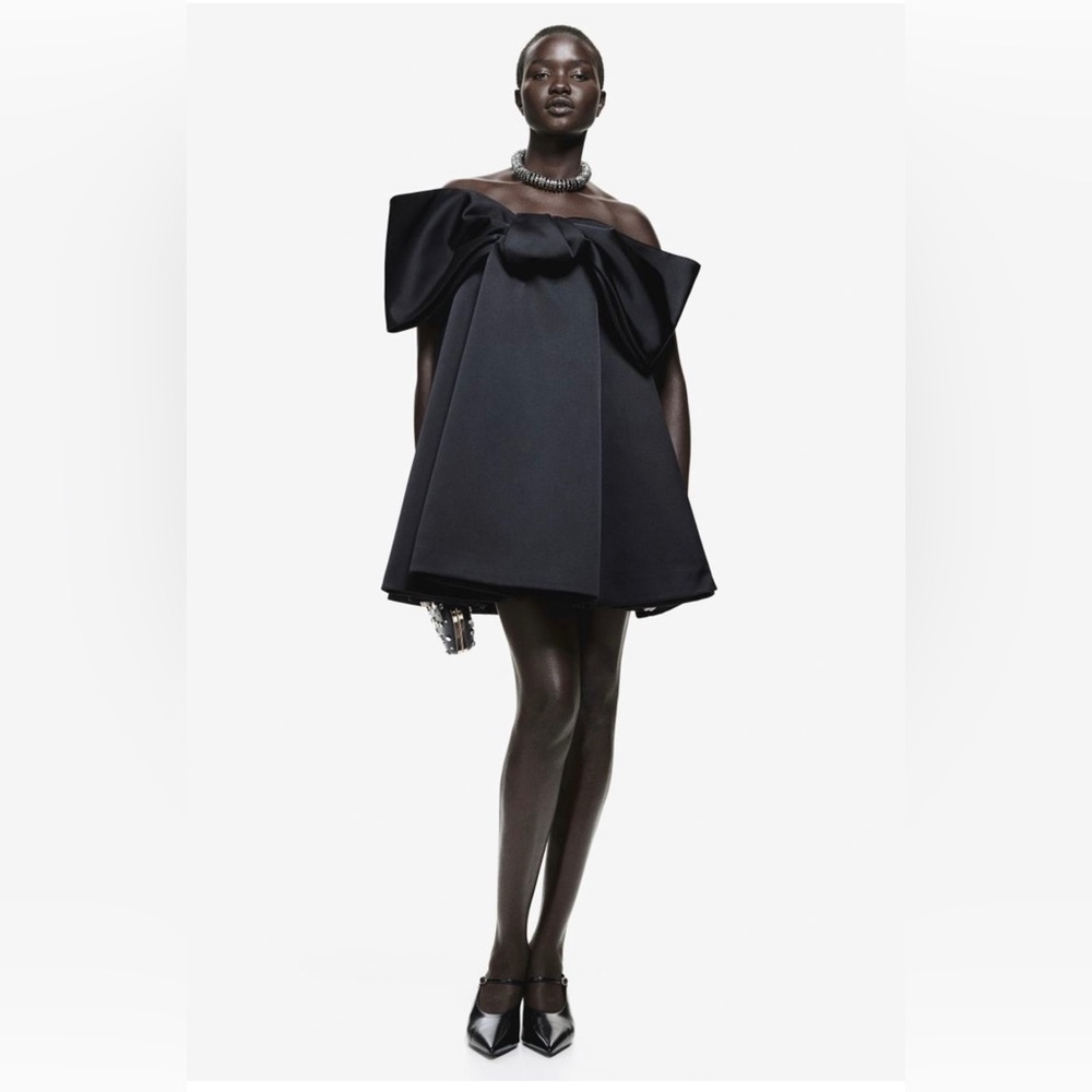 H&M Bow Front Satin Mini Dress Medium
